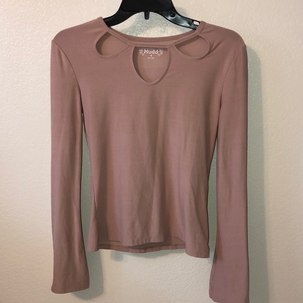 Nude Pink Long Sleeved Cut-out Shirt